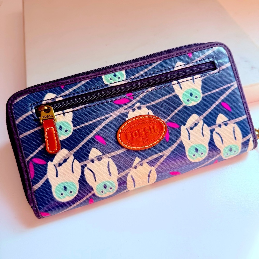 Fossil KeyPer Owl Large Zip Around Wallet - image 2